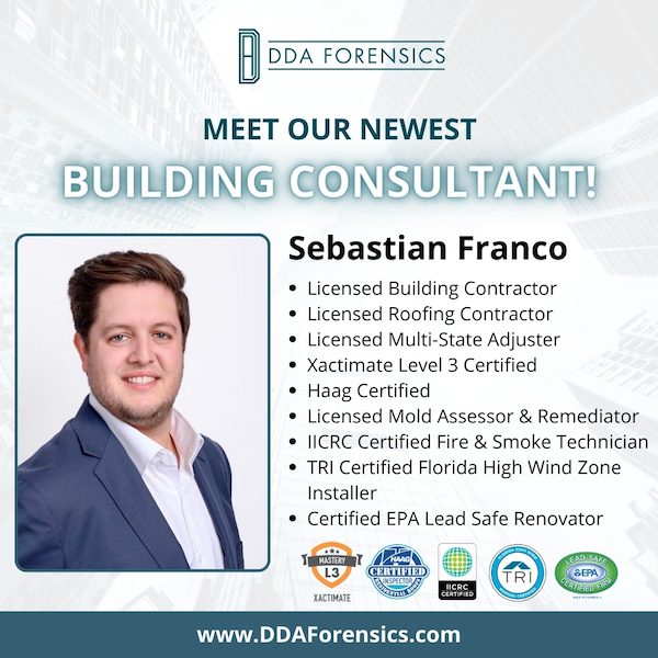 Sebastian Franco of DDA Forensics Earns Building & Roofing Contractor Licenses, Expands Professional Credentials