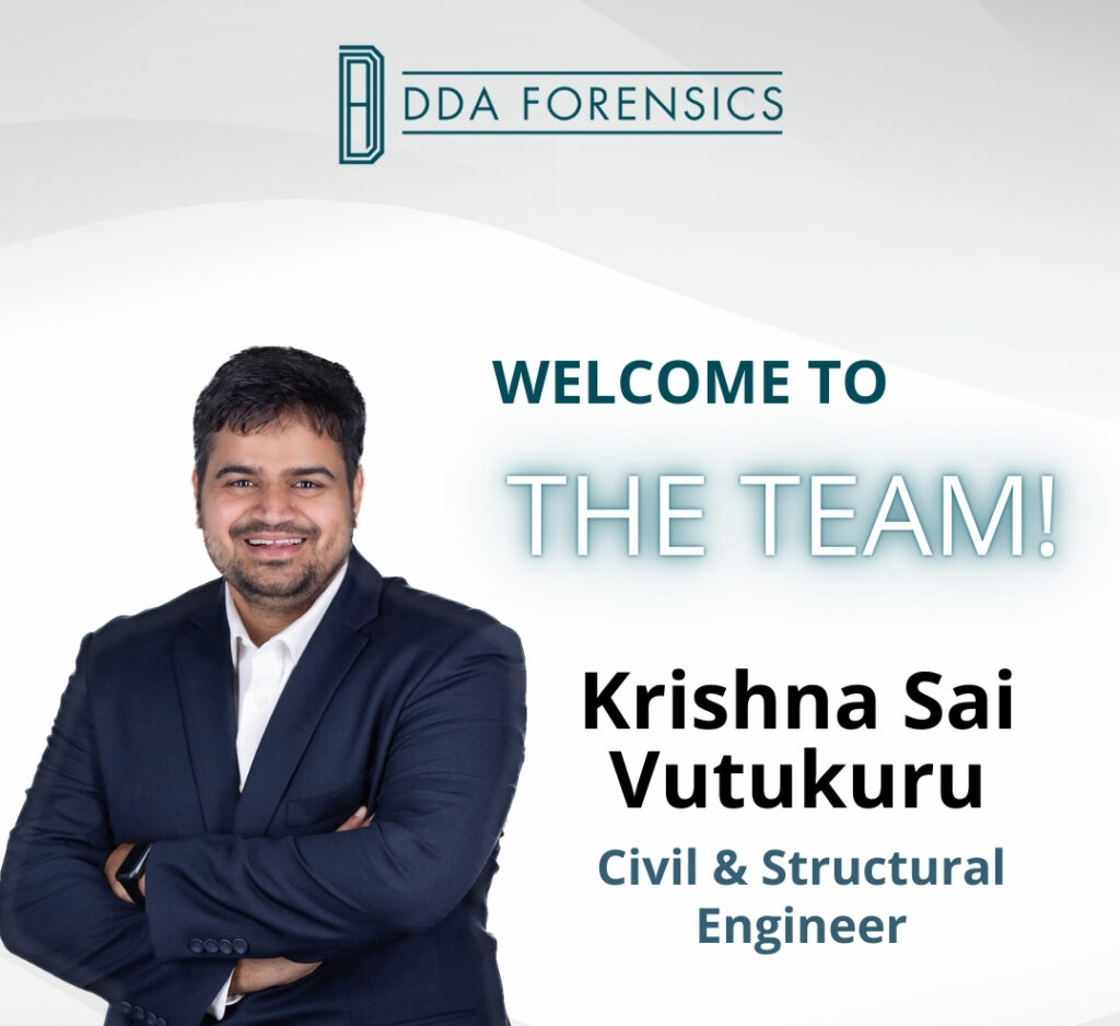 DDA Forensics Expands Engineering Department with Civil & Structural Engineer, Krishna Sai Vutukuru