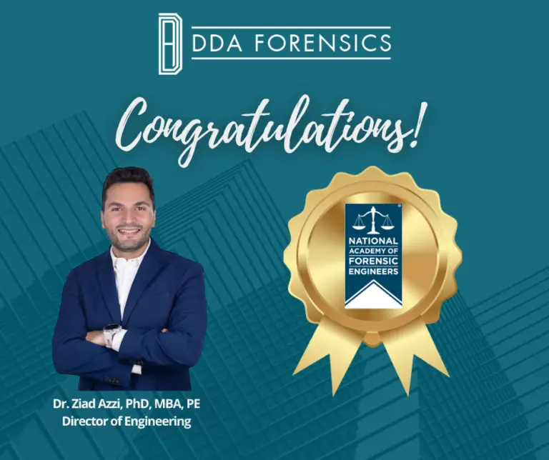 Dr. Ziad Azzi of DDA Forensics Earns Prestigious Diplomate in Forensic Engineering (DFE) Certification