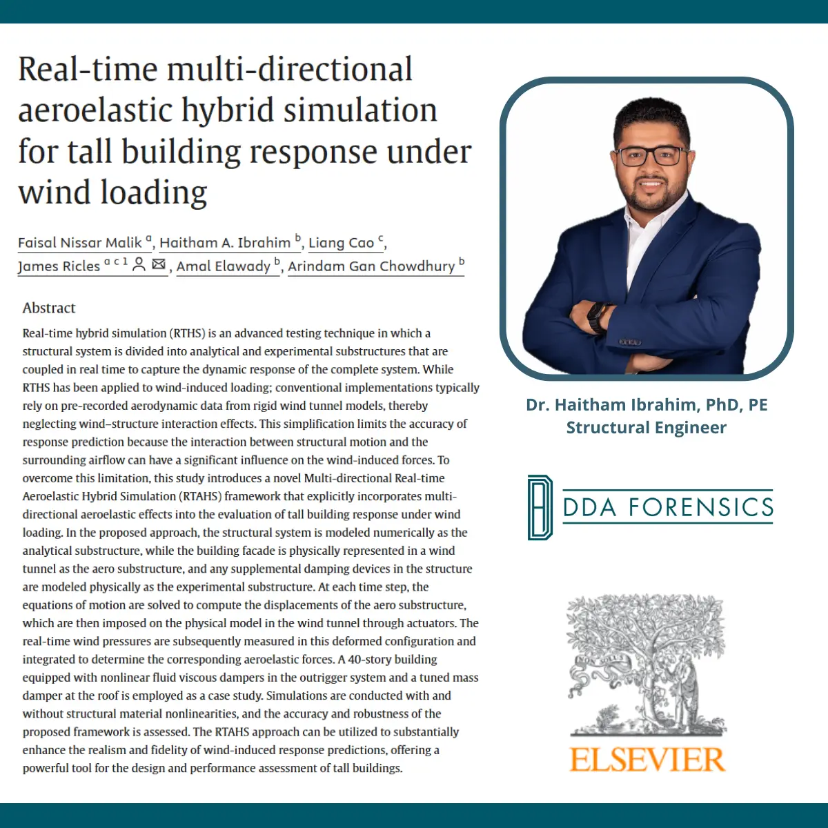 DDA Forensics Engineer Dr. Haitham Ibrahim Published in the Engineering Structures Journal